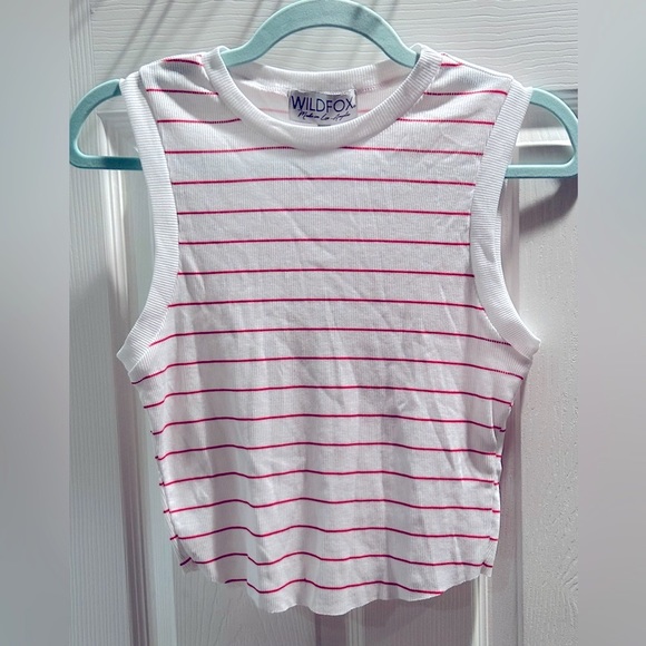Wildfox | Simple Stripe Keaton Tank | Clean White & Red Stripe - Picture 3 of 5
